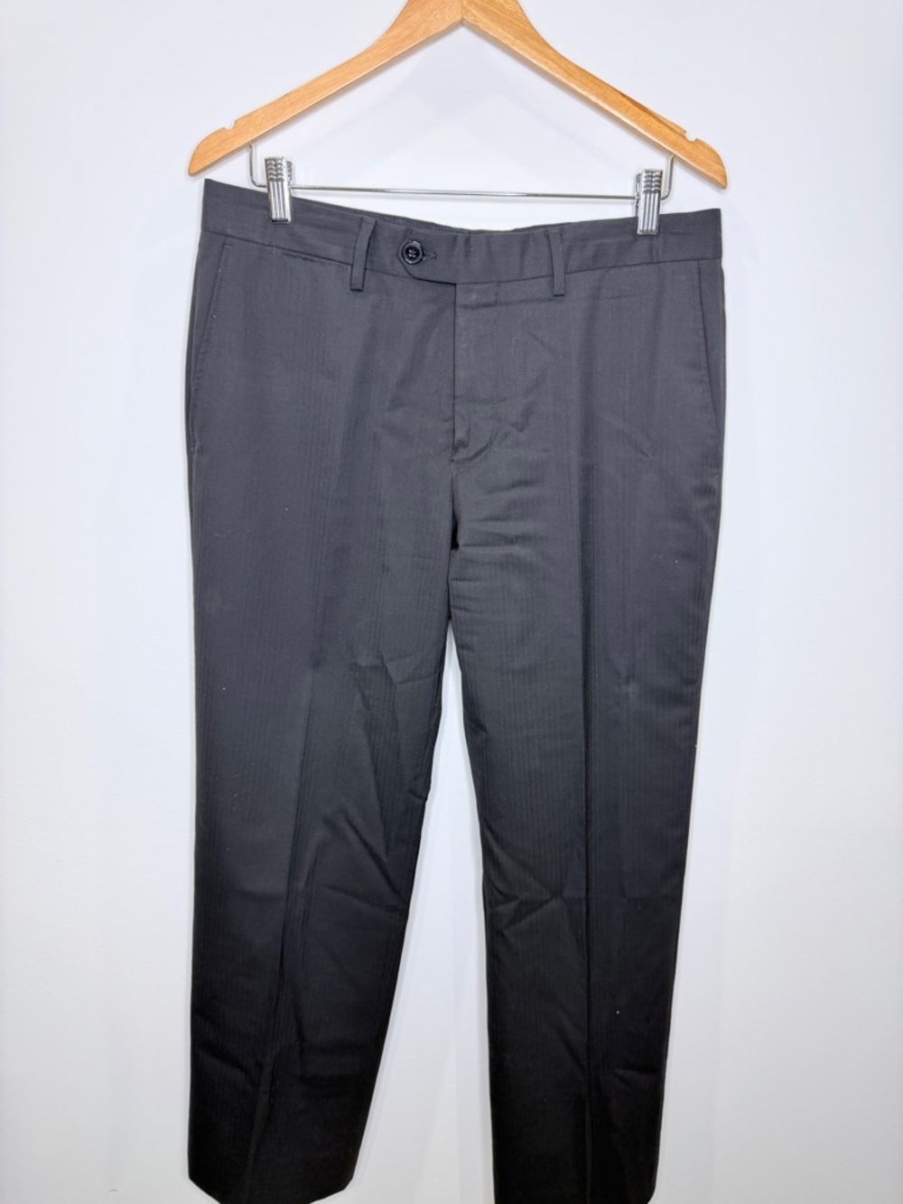 Versace Collection Men's Black Wool Blend Straight Leg Dress Pants